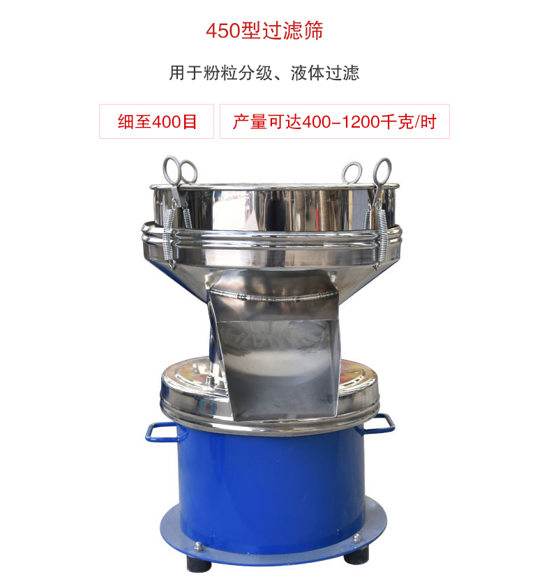 450型過濾篩用于粉粒分級(jí)、液體過濾